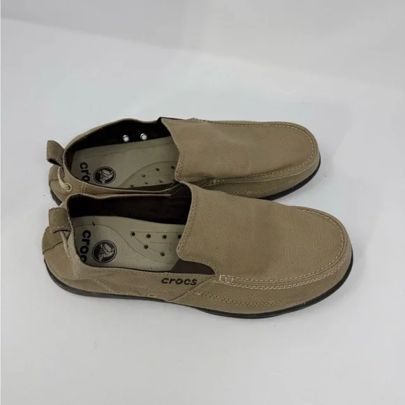 CROCS Men's Beige Slip-On Loafers Sz 12 (WAFGES) - Picture 2 of 8